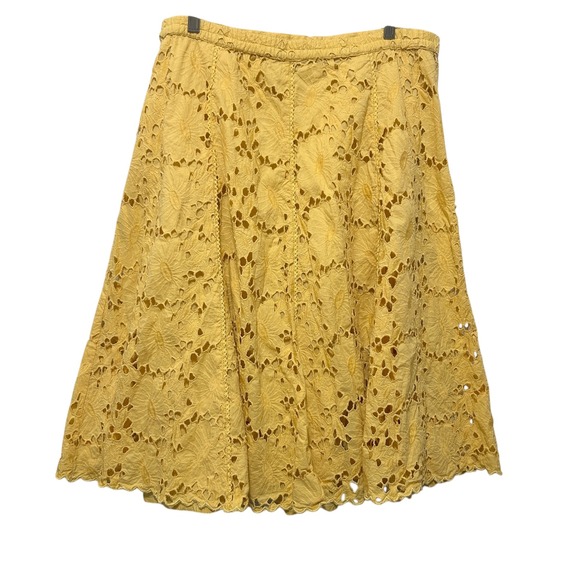 Coldwater Creek Dresses & Skirts - Coldwater Creek Skirt PXL Butter Yellow Cotton Floral Eyelet Cowgirl Cottagecore